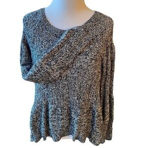 DKNY Women’s Pullover Crew Neck Chunky Black /White Knit Sweater Size M